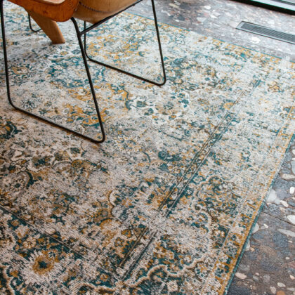 8' x 11' Blue and Green Abstract Non Skid Area Rug