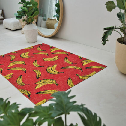 5' x 7' Red and Yellow Abstract Non Skid Area Rug