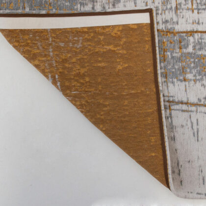5' Gray and Gold Round Abstract Non Skid Area Rug