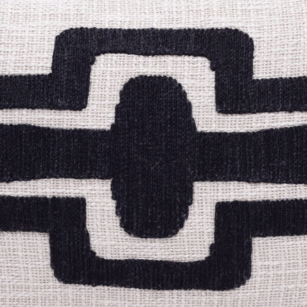16" X 24" Black Ivory 100% Cotton Geometric Zippered Pillow