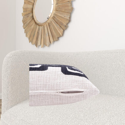 16" X 24" Black Ivory 100% Cotton Geometric Zippered Pillow