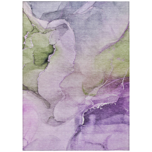 10' X 14' Purple Abstract Washable Non Skid Indoor Outdoor Area Rug
