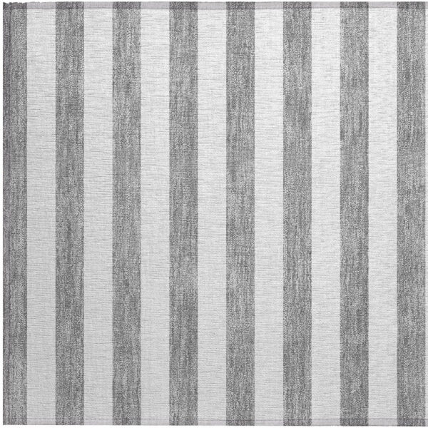 2' X 3' Gray and White Striped Washable Non Skid Indoor Outdoor Area Rug