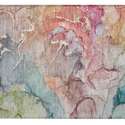 2' X 3' Blue Abstract Washable Non Skid Indoor Outdoor Area Rug