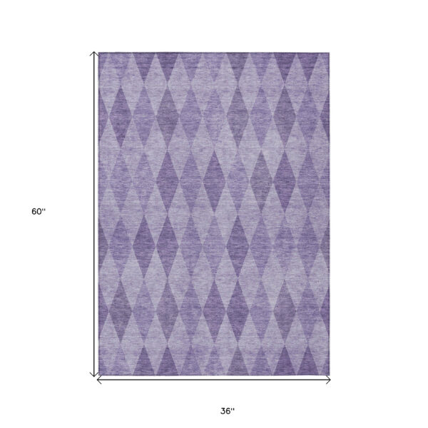 3' X 5' Purple Geometric Washable Non Skid Indoor Outdoor Area Rug