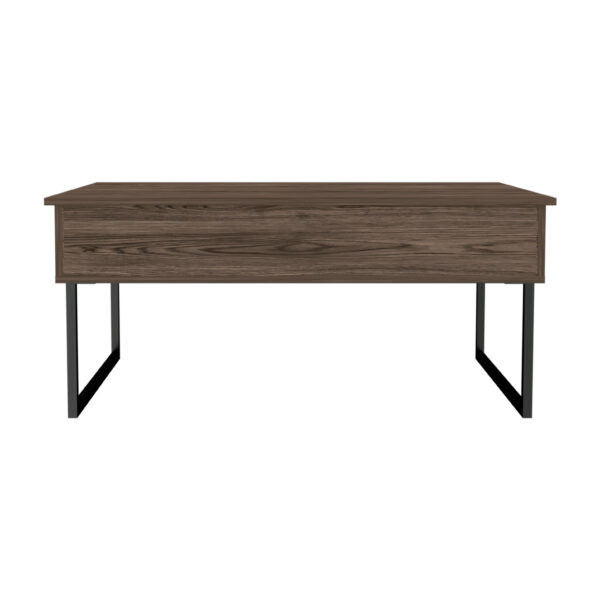 41" Brown And Black Wood And Metal Lift Top Coffee Table
