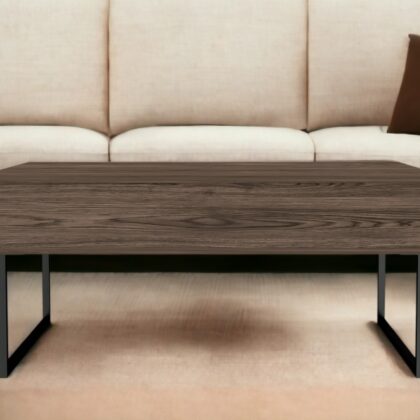 41" Brown And Black Wood And Metal Lift Top Coffee Table