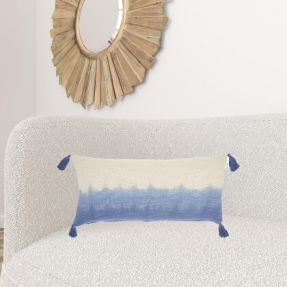 Blue Ombre Tasseled Lumbar Pillow