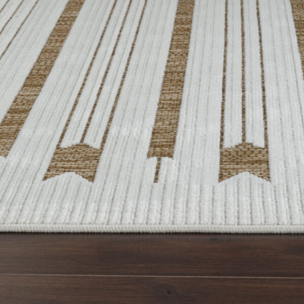 6' X 9' Beige and Brown Geometric Distressed Indoor Outdoor Area Rug