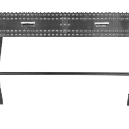 44" Silver Aluminum Cross Leg Console Table With Storage