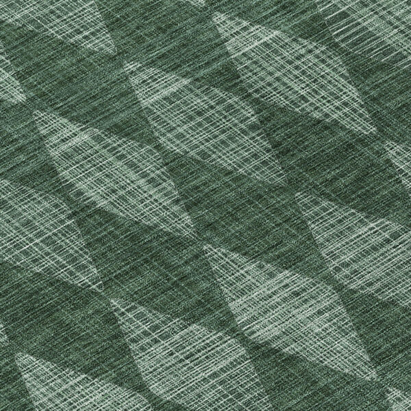 8' Olive Green And Charcoal Round Geometric Washable Indoor Outdoor Area Rug