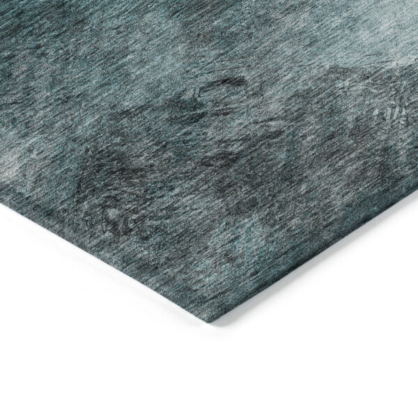 5' X 8' Teal Blue Aqua And Gray Abstract Washable Indoor Outdoor Area Rug