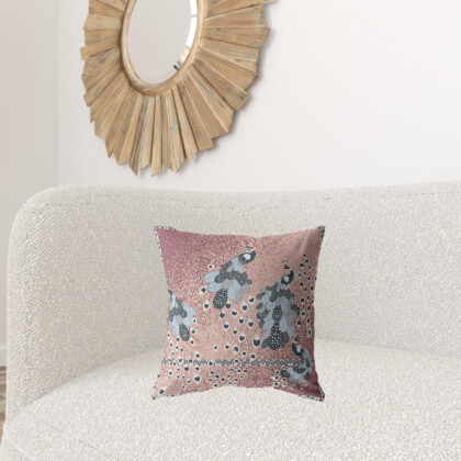 18” Dusty Pink Boho Bird Zippered Suede Throw Pillow