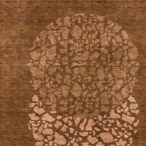 10' X 14' Orange Terra Cotta And Ivory Abstract Washable Indoor Outdoor Area Rug