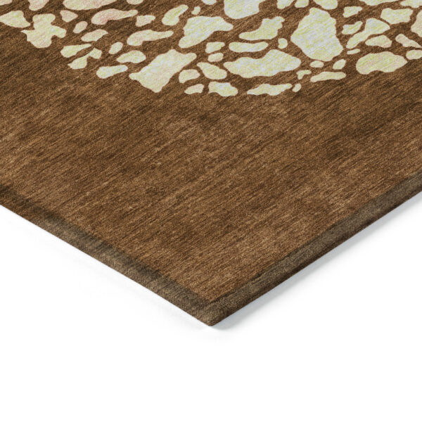 10' X 14' Orange Terra Cotta And Ivory Abstract Washable Indoor Outdoor Area Rug