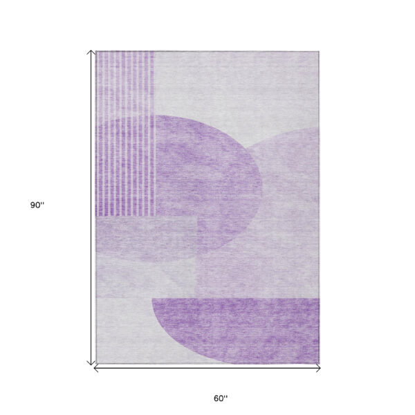 5' X 8' Purple And Lavender Geometric Washable Indoor Outdoor Area Rug