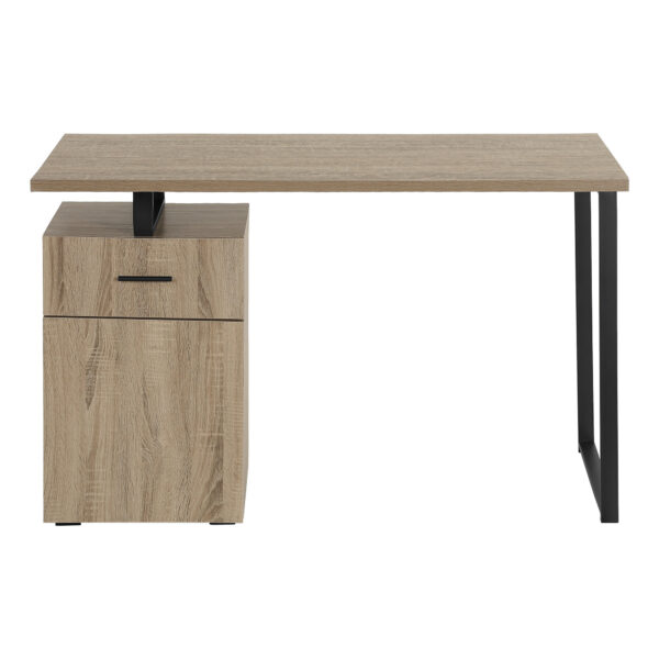 47" Taupe and Black Wood and Metal Computer Desk