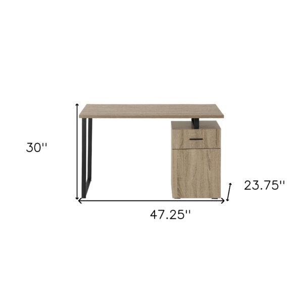 47" Taupe and Black Wood and Metal Computer Desk