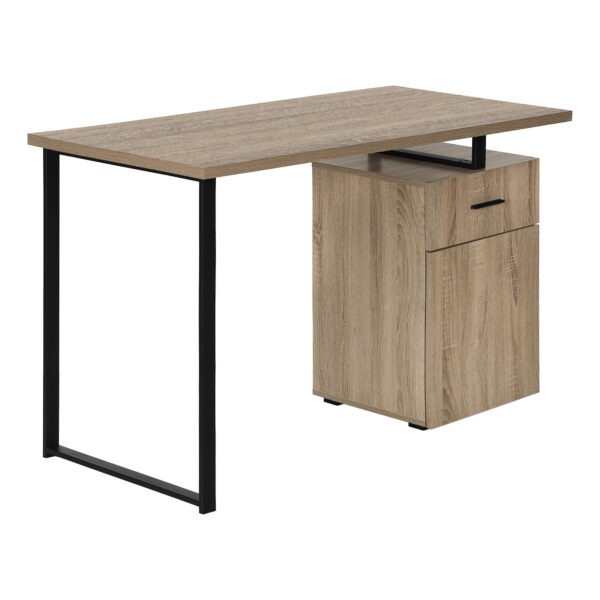 47" Taupe and Black Wood and Metal Computer Desk
