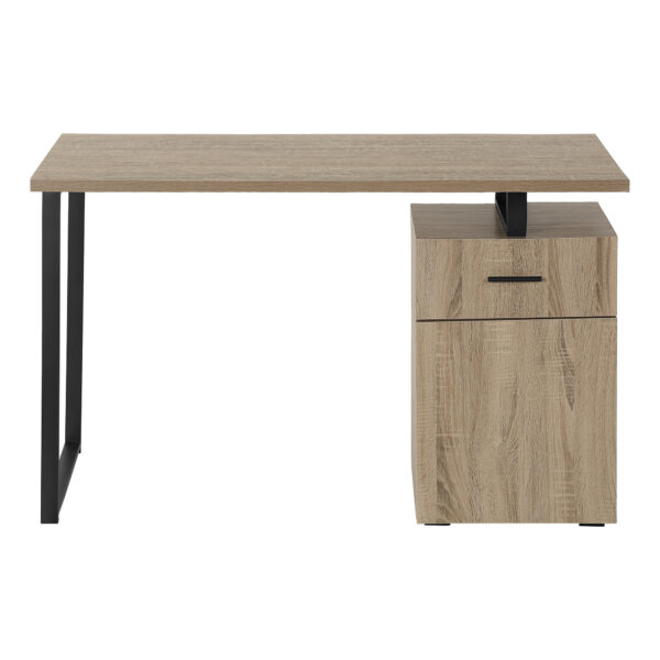 47" Taupe and Black Wood and Metal Computer Desk
