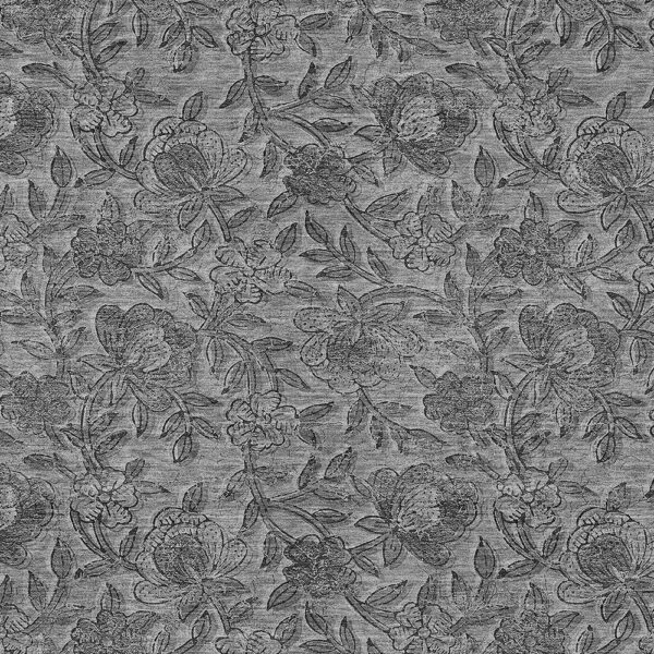 10' X 14' Gray Charcoal And Silver Floral Washable Indoor Outdoor Area Rug