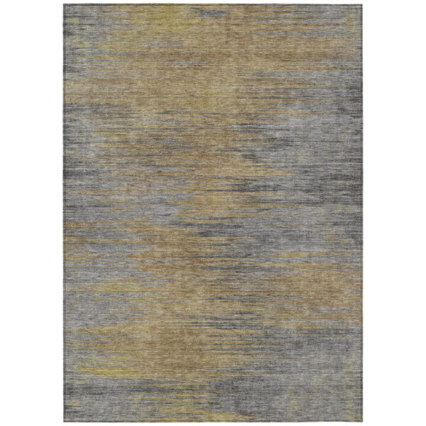 9' X 12' Brown Gold And Taupe Abstract Washable Indoor Outdoor Area Rug