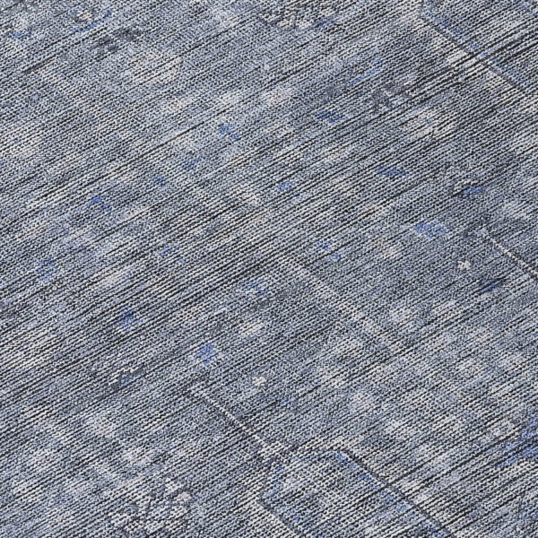 8' Navy Blue And Gray Round Southwestern Washable Indoor Outdoor Area Rug