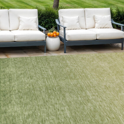 10' X 14' Artichoke Green And Fern Green Ombre Washable Indoor Outdoor Area Rug