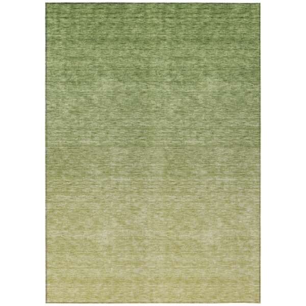 10' X 14' Artichoke Green And Fern Green Ombre Washable Indoor Outdoor Area Rug