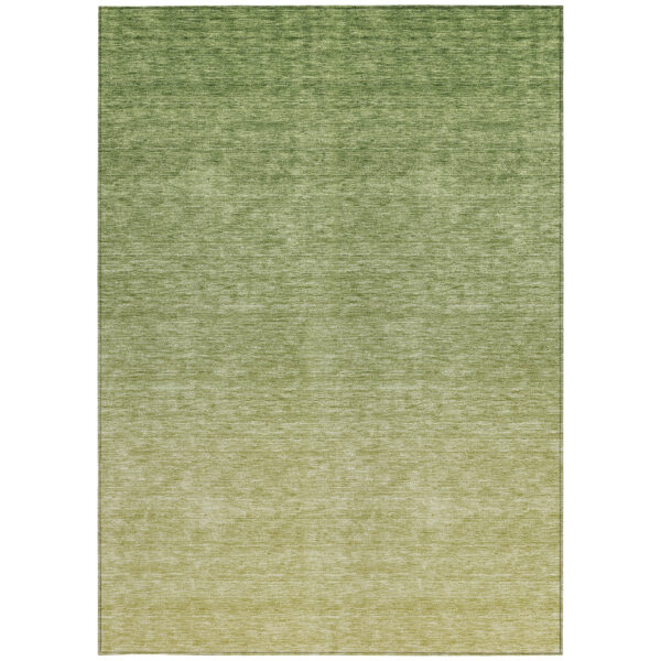10' X 14' Artichoke Green And Fern Green Ombre Washable Indoor Outdoor Area Rug