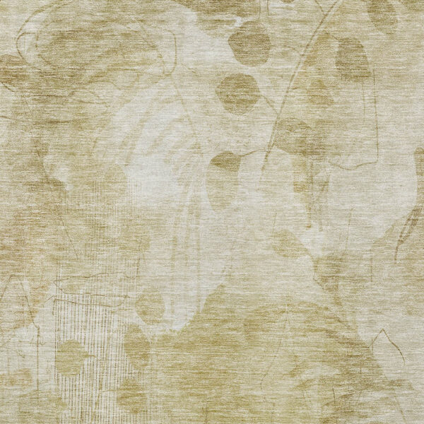 3' X 5' Beige Tan And Ivory Floral Washable Indoor Outdoor Area Rug