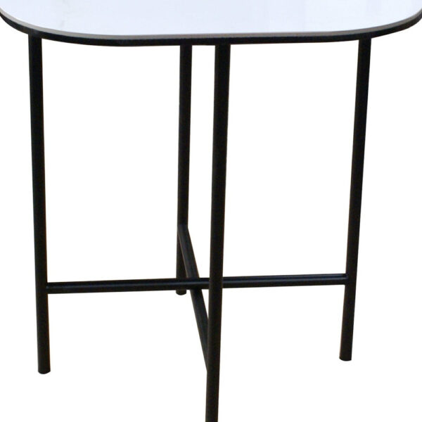 22" White And Black Ceramic And Metal Square End Table