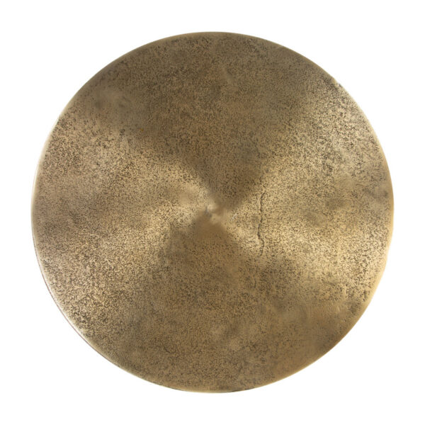 22" Antiqued Brass Distressed Aluminum Round Pedestal End Table