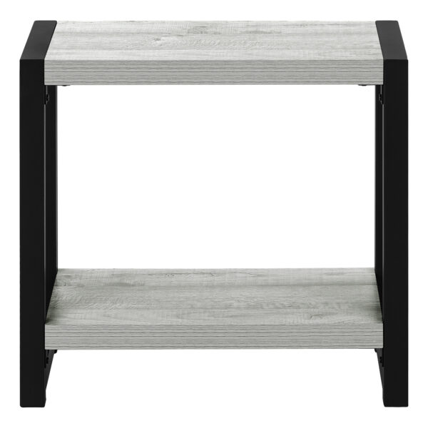 22" Gray And Black Wood And Metal Frame End Table With Shelf