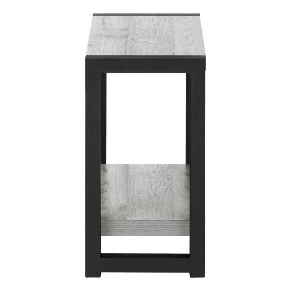 22" Gray And Black Wood And Metal Frame End Table With Shelf