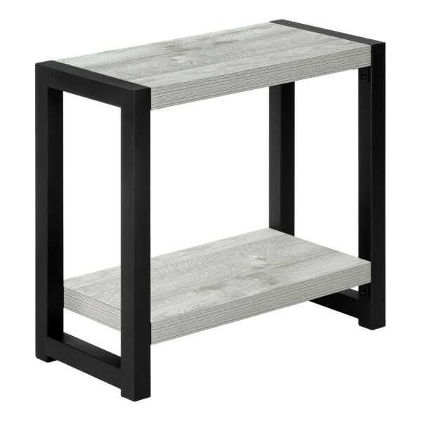 22" Gray And Black Wood And Metal Frame End Table With Shelf