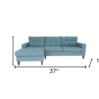 Blue Polyester Blend Stationary L Shaped Two Piece Corner Sectional