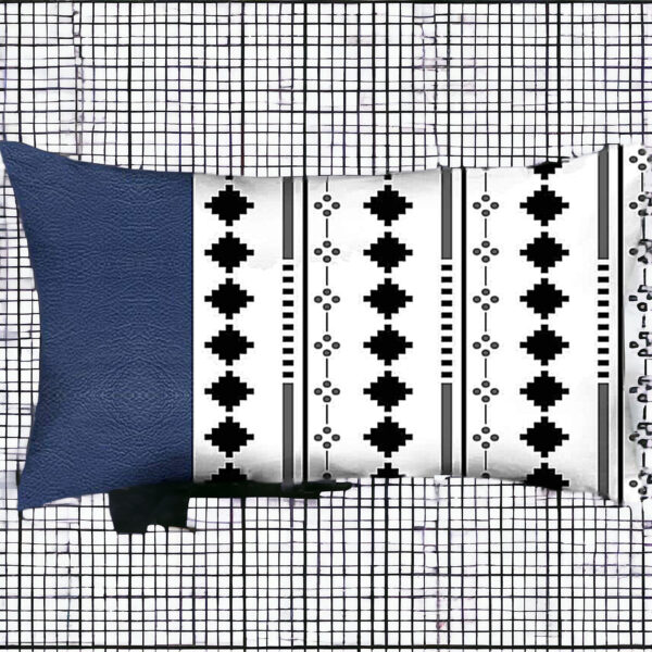 20" X 12" Navy Blue Faux Leather Diamond Zippered Pillow