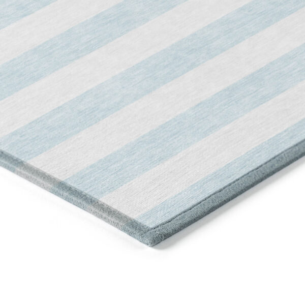 10' X 14' Blue and White Striped Washable Indoor Outdoor Area Rug