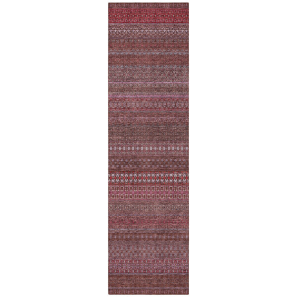 2' X 8' Merlot Striped Washable Indoor Outdoor Runner Rug