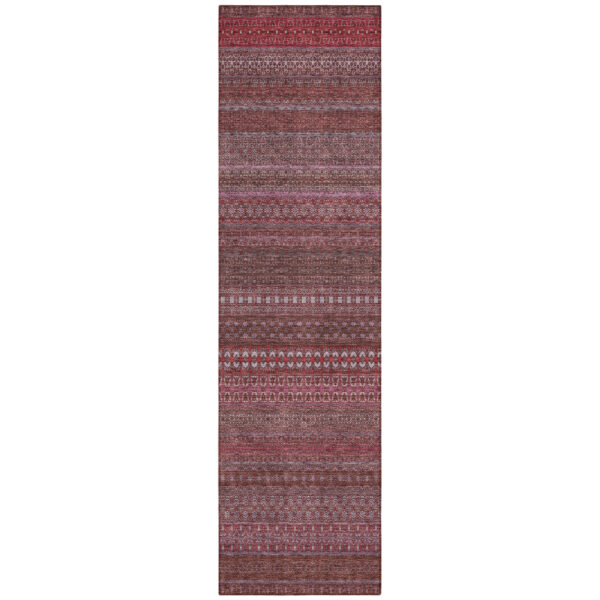 2' X 8' Merlot Striped Washable Indoor Outdoor Runner Rug