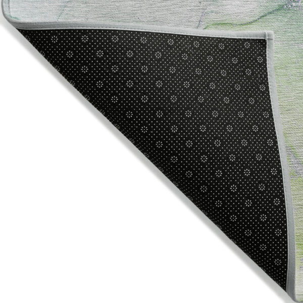 8' Runner Green Abstract Washable Non Skid Indoor Outdoor Runner Rug