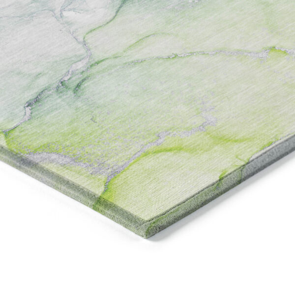 8' Runner Green Abstract Washable Non Skid Indoor Outdoor Runner Rug