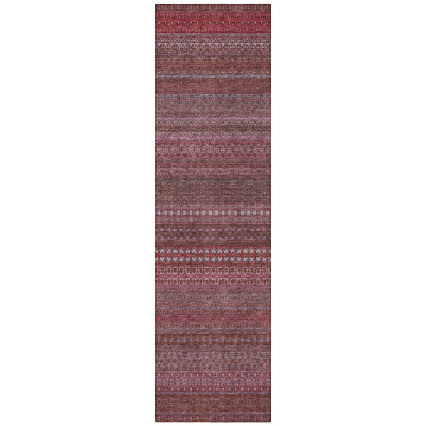 2' X 8' Merlot Striped Washable Indoor Outdoor Runner Rug