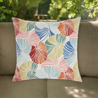 20" Orange Green and Blue Botanical Indoor Outdoor Throw Pillow