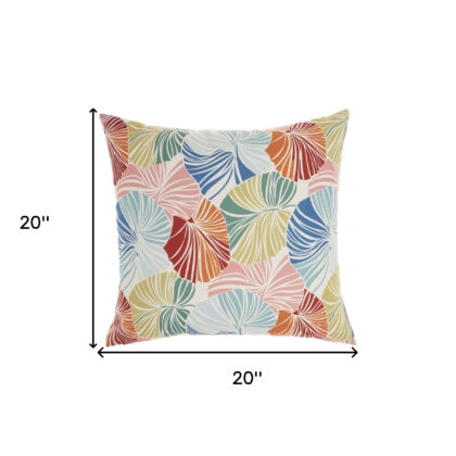 20" Orange Green and Blue Botanical Indoor Outdoor Throw Pillow