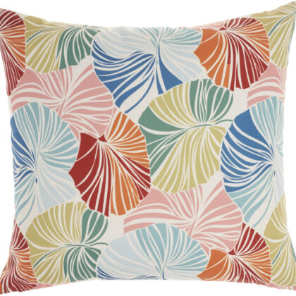20" Orange Green and Blue Botanical Indoor Outdoor Throw Pillow