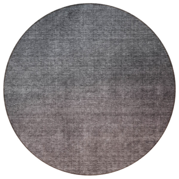 8' Gray Charcoal And Brown Round Ombre Washable Indoor Outdoor Area Rug