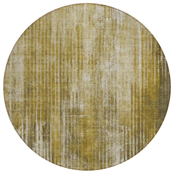 8' Brown Ivory And Taupe Round Striped Washable Indoor Outdoor Area Rug