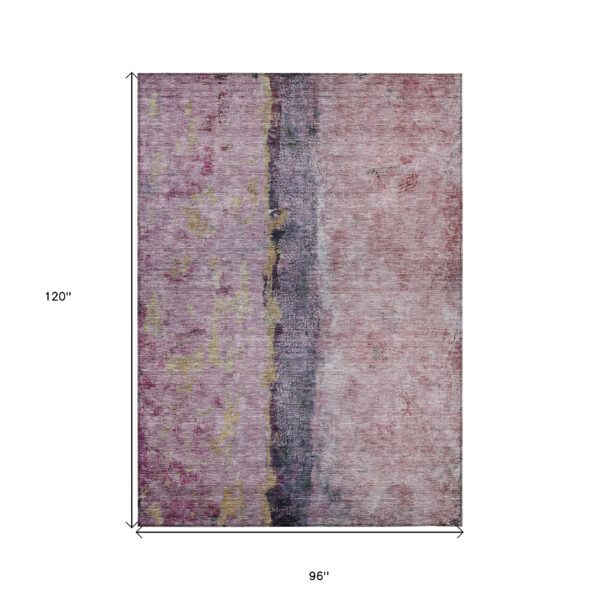8' X 10' Blush Pink And Purple Abstract Washable Indoor Outdoor Area Rug